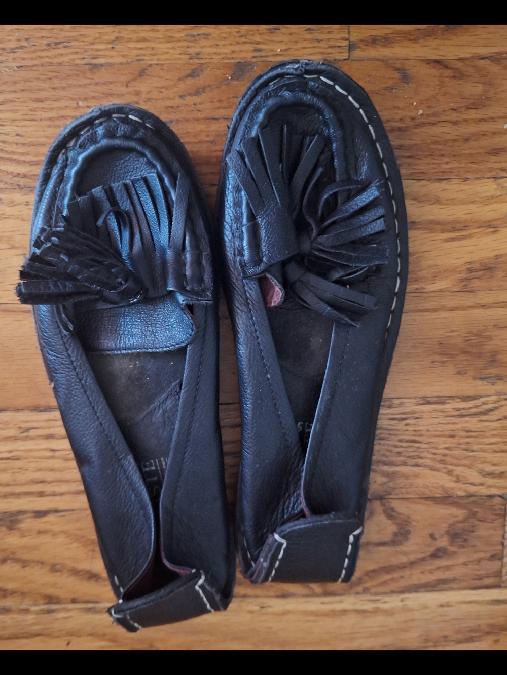 Spring Step Black Leather Tassel Loafers